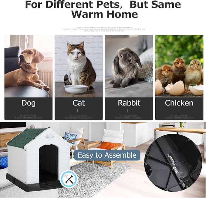 BestPet Dog House Indoor Outdoor Insulated Kennel Durable Plastic Dog House for Small Medium Large Dogs Weather & Water Resistant Pet Crate with Air Vents and Elevated Floor