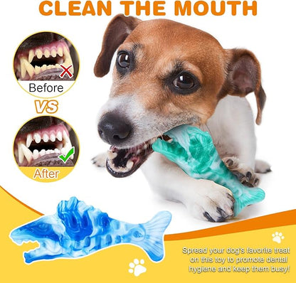 BoYoYo Tough Dog Toys for Aggressive Chewers 2 Pack, Indestructible Dog Toys to Keep Them Busy, Beef Flavor, Nylon Dog Chew Toys for Small, Medium and Large Dogs, Blue & Green