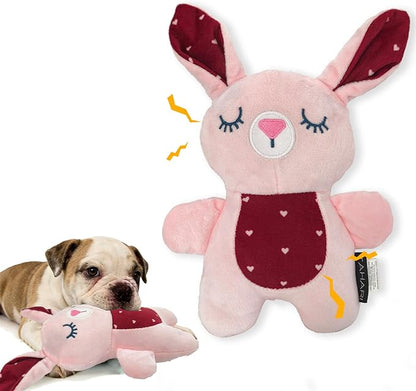 Pink Bunny Plush Squeaky Dog Toy for Chewers Puppy Teething Chew Toy Cute Soft Funny Indoor Outdoor Interactive Rabbit Stuffed Animal Dog Toy for Small Medium Large Dogs Toy Gift 26cm/10.24in