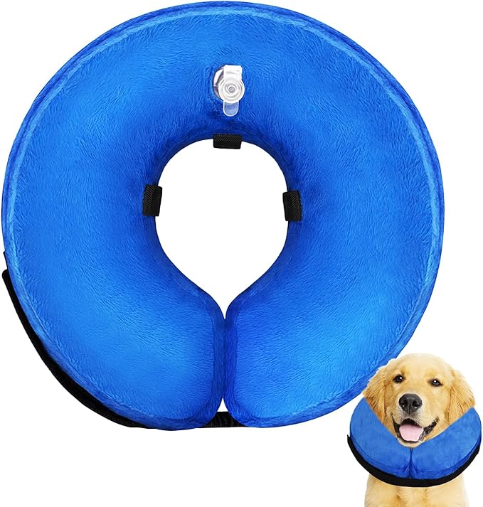 Dog Cone Collar for Small Medium Large Dogs After Surgery, Inflatable Doggie Neck Donut Collar Recovery ECollar, Soft Adjustable Dog Cones Alternative, Protective Pet Cones for Dogs