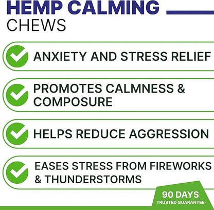 Advanced Hemp Calming Treats for Dogs - Anxiety Relief Calming Chews - Separation Aid - Stress Relief During Fireworks, Storms, Thunder - Aggressive Behavior, Barking - Made in USA - 240Ct