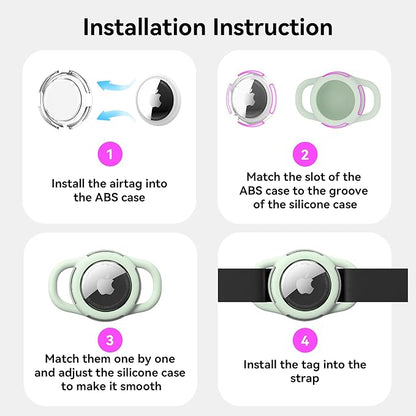 Waterproof Airtag Dog Collar Holder, Silicone & ABS Airtag Holder for Dog & Cat Collars, Ultra-Durable, Lightweight and Protective Airtag Case (Luminous, Small)