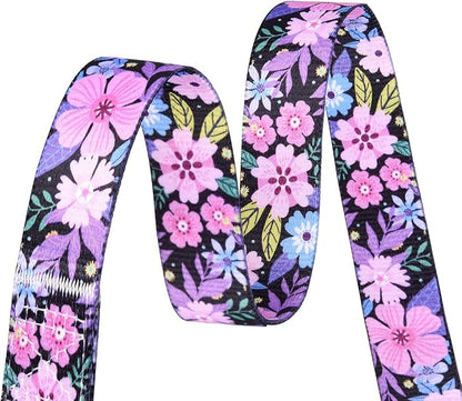 Mihqy Dog Collar and Leash Set with Bohemia Floral Tribal Geometric Patterns - Soft Ethnic Style Collar Adjustable for Small Medium Large Dogs(Pink Floral Set,S)