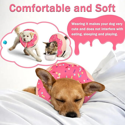 Inflatable Cone Collar for Large Medium Small Dogs, Soft Adjustable Recovery Collar for Dogs Cats,Dog Cone Neck Donut Alternative After Surgery(Pink,X-Large