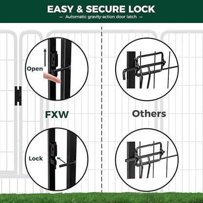 FXW Rollick Unleashed Dog Playpen for Indoor, Yard, RV Camping, 45 inch 8 Panels Dog Pen with Anchor Kit (4 Packs) for Large Dogs, Black│Patented