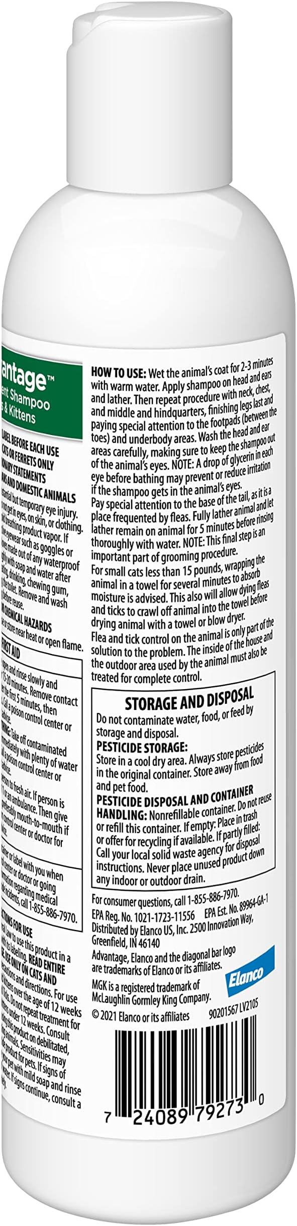 Advantage Cat Flea & Tick Shampoo for Kittens & Adult Cats | Kills Fleas & Ticks | 8 oz.