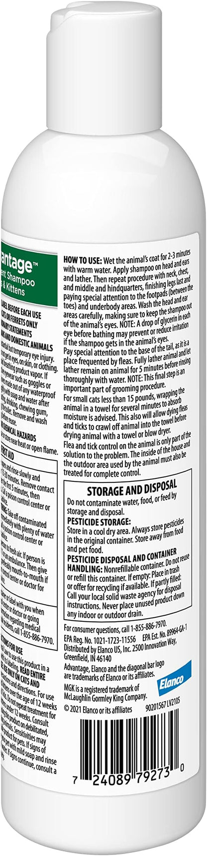 Advantage Cat Flea & Tick Shampoo for Kittens & Adult Cats | Kills Fleas & Ticks | 8 oz.