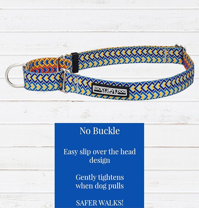 Lucky Love Dog Martingale Dog Collar - Adjustable, No-Slip, Durable, & Soft Webbing Collar for Male and Female Dogs Ideal for Training & Walking - Murphy, Medium