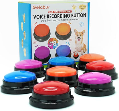 Gelabur Set of 8 Dog Buttons for Communication, Voice Recordable Buttons for Classroom, Dog Training Talking Buttons Starter Set, Pet Easy Speaking Buttons Tools