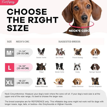 Inflatable Dog Cone Collar with Detachable Sturdy Shield,Soft&Lightweight-Ideal for Post-Surgery Recovery and Daily Wear,Suitable for Small Medium Large Dog Breeds(Donut Pink,L)