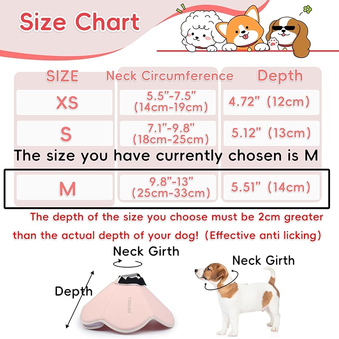 Soft Dog Cone Collar Alternative for Medium Dogs(Small&Medium Dachshund Beagle Shiba lnu), Adjustable Protective Dog Recovery Cone, Elizabethan Comfortable Neck Pillow Cone After Surgery Anti Licking