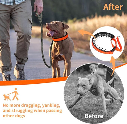 Mayerzon Martingale No Pull Collar for Medium Large Dogs, Patented Anti Pull Dog Collar with Buckle for Walking Training, with Neoprene Padding and Reflective Stitching, Adjustable(Sunset Orange, L)
