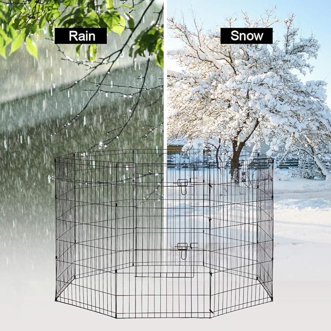 BestPet | Foldable Dog Playpen | 42 Inch, 8 Panels | Metal Pet Exercise Pen | Indoor Outdoor Portable Dog Fence with Door | Removable, Rust-Resistant Secure Pet Kennel | Easy to Assemble