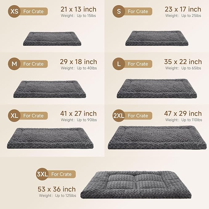 Washable Dog Bed Mat Soft Dog Crate Pad Fluffy Pet Kennel Beds Sleeping Mattress with Non-Slip Bottom for Large Jumbo Medium Small Dogs, 41 x 27 Inch, Black