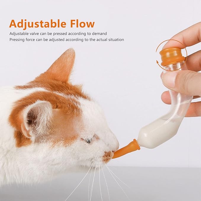 Pet Nursing Bottle, 10ml Glass Adjustable Arc Design Newborn Pet Milk Feeder, Ergonomic Pet Milk Feeding Bottle for Kitten, Puppy, Hamster