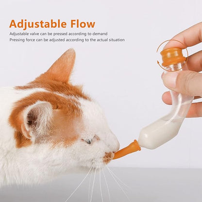 Pet Nursing Bottle, 10ml Glass Adjustable Arc Design Newborn Pet Milk Feeder, Ergonomic Pet Milk Feeding Bottle for Kitten, Puppy, Hamster