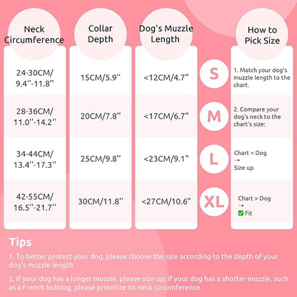 Dog Cone Collar - Soft Elizabethan Collar for Dogs After Surgery, Comfy Cone for Dogs to Stop Licking, Adjustable Dog Cone Alternative for Wound Healing (Pink, XL)