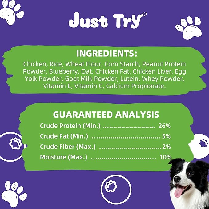 Just Try 15 OZ Blueberry Dog Treats Biscuits Eye Function Immune Support for Dogs Training Treats Healthy Dog Treats