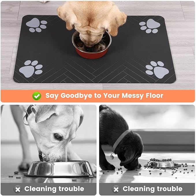 Pet Feeding Mat-Absorbent Pet Placemat for Food and Water Bowl, with Waterproof Rubber Backing, Quick Dry Water Dispenser Mat for Dog and Cat (27"x17", Red)