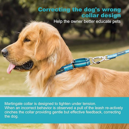 Martingale Dog Collar Turquoise Green, Neck 11"-15.5", Wide :1", Soft Durable No Pull Anti-Escape Pet Collar for Small Dogs
