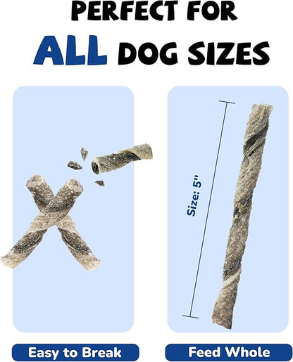PAWUP Cod Skin Rolls Dog Treats Natural High Omega 3 Dog Snacks, Single Ingredient Cod Skin Chews for Small Dogs w/Taurine, 16 oz