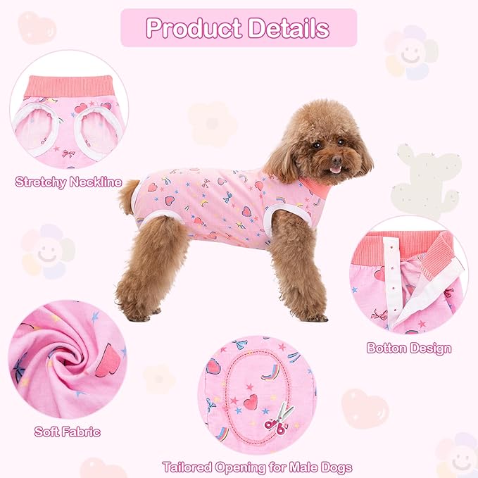 Coppthinktu Recovery Suit for Dogs After Surgery, Dog Onesie Surgery Recovery Suit for Female Spay, Soft Male Surgical Pajamas Bodysuits for Small Medium Puppy to Anti Licking Dog Cone Alternative