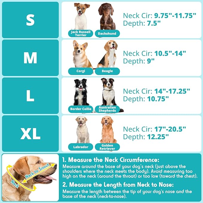 Dog Cone Collar, Transparent Recovery Cone for Large Medium Small Dogs, Soft Elizabethan Collar After Surgery to Prevent Licking Wound, Enhanced Visibility Patented