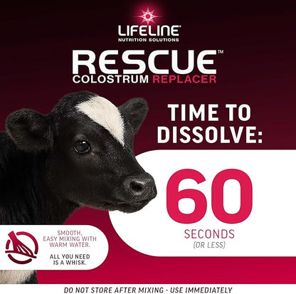 ANNUSO LIFELINE Rescue High-Level Colostrum Replacer for Calves, 1.1lb Bag - 150g Globulin Protein - Replaces Maternal Colostrum in One Feeding - Immune Support, Vitamins, Minerals - Easy-Mix Formula
