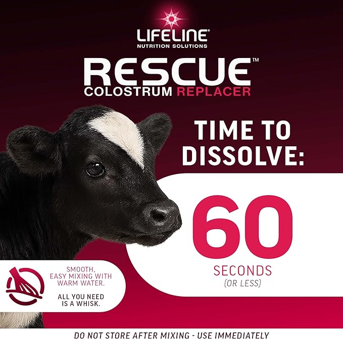 ANNUSO LIFELINE Rescue High-Level Colostrum Replacer for Calves, 8.8lb Pail - 150g Globulin Protein - Replaces Maternal Colostrum in One Feeding - Immune Support, Vitamins, Minerals - Easy-Mix Formula