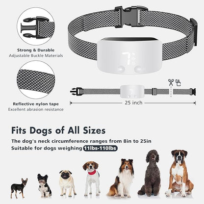 NBJU Bark Collar for Dogs,Rechargeable Anti Barking Training Collar with 7 Adjustable Sensitivity and Intensity Beep Vibration for Small Medium Large Dogs (White)