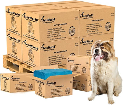 PetsWorld Enormous Dog Pee Pads 37"x54" 1200 Count – XXXL Pet Pee Pads for Giant Dogs & Pets, Heavy Duty Leak-Proof Dog Training Pads, Super Absorbent Quick-Dry Potty Pads with Adhesive Tabs