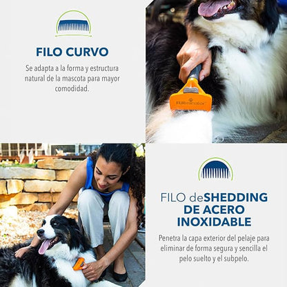 FURminator Medium Dog Undercoat deShedding Tool, Long Hair, Reduces Loose Hair from Shedding