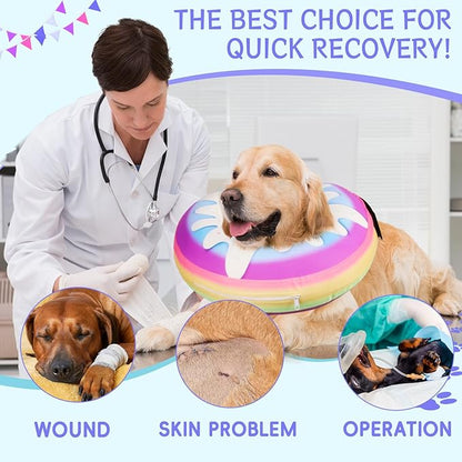 Inflatable Dog Cone Collar Alternative After Surgery, Donut Soft Neck Cone for Golden & German Shepherd Extra Large Dogs, etc, Protective Comfortable E Collar Recovery Cone Not Block Vision