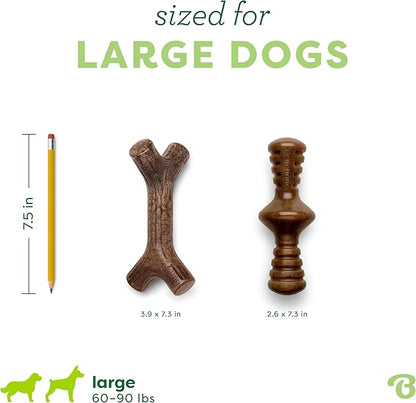 Benebone 2-Pack Maplestick/Zaggler Durable Dog Chew Toys, Real Maplewood, Real Bacon, Made in USA Large