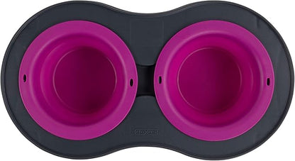 Dexas Pets Double Elevated Pet Feeder, Fuchsia, Large/2.5 Cup Capacity Bowls