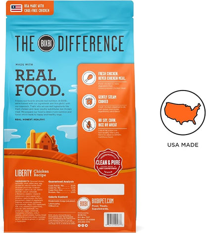 BIXBI Liberty Grain-Free Dry Dog Food, Chicken Recipe – Fresh Meat, High Protein, No Meat Meals – USA Made, 11 lbs