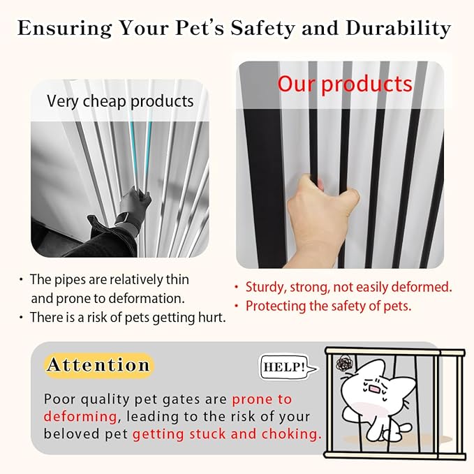 Lumizone Extra Tall Cat Gate 55.12" High Pressure Mounted Extra Wide 2025 New (17 Sizes) 1.37" Gap No Drilling Auto-Close One-Handed Operation Tall Pet Gate for Dogs(Black, 55.12" H x 29.92"-34.24" W)