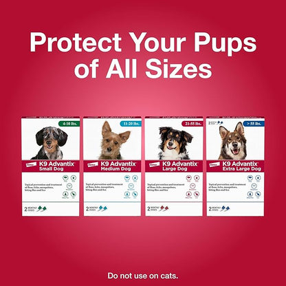 K9 Advantix Flea, Tick & Mosquito Prevention for Dogs 21-55 lbs. | Flea Drops for Large Dogs | Apply Monthly | 4 Treatments (Pack of 2)