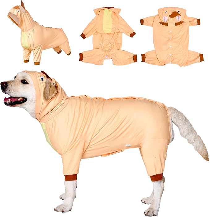 LovinPet Dog Recovery Suit - Medium Large - Dog Bodysuit for Abdominal Wound After Surgery Leg wrap,Wavy Blue,Post-Operative Vest E-Collar Alternative,Cattle,Yellow,3XL