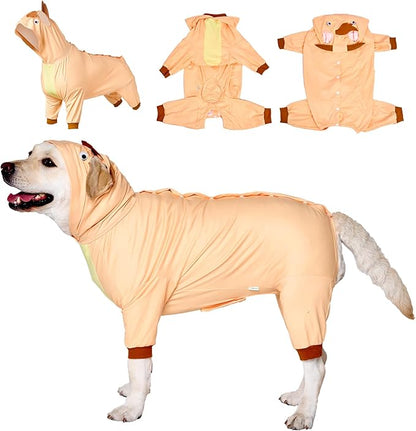 LovinPet Dog Recovery Suit - Medium Large - Dog Bodysuit for Abdominal Wound After Surgery Leg wrap,Wavy Blue,Post-Operative Vest E-Collar Alternative,Cattle,Yellow,3XL