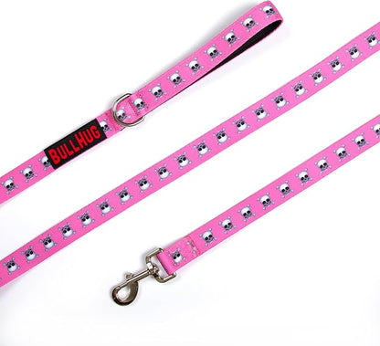 BULLHUG 6 FT Bulldog Leash with Padded Handle. Perfect for French Bulldogs, Pugs & All Breeds. Leash for Walking, Training Lead (Pink Skull)