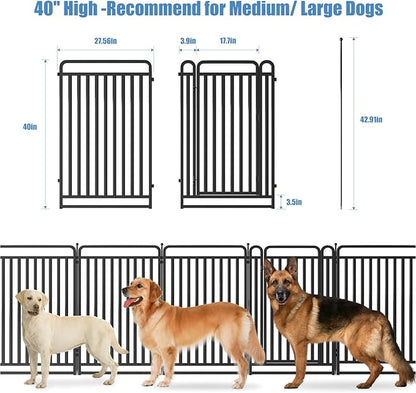 New Thickened Version Dog Playpen, 40 Inch Dog Fences for The Yard, Portable Outdoor Dog Playpen for Large/Medium/Small Dogs, Foldable Metal Dog playpen, with Doors (16 Panels, 40 Inch)