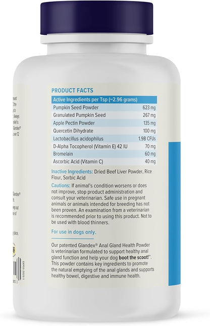 Vetnique Glandex for Dogs Anal Glands Supplement Powder Digestive Health with Fiber, Pumpkin, Digestive Enzymes & Dog Probiotics - Boot the Scoot (5.5oz Powder, Beef Liver)