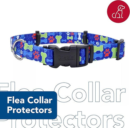 Coastal Pet SecureAway Collar Protector for Flea Collars - Adjustable pet Accessory - Protective Flea Collar for Dogs & Puppy - Multi Bones, 1" x 14-20"