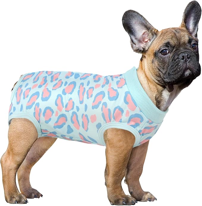 SAWMONG Recovery Suit for Dogs After Surgery, Dog Recovery Suit Breathable Polyester, Pet Spay Surgical Suit Female Male, Dog Onesie Body Suit Substitute E-Collar Cone(Blue Leopard,M)