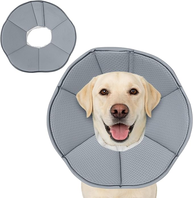 MAXFUT Dog Cone Collar,Soft Cone for Dogs to Stop Licking After Surgery,Non Inflatable Dog Donut Cone (Grey, XXL)