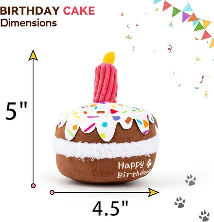 lilfrd Dog Birthday Toy, Birthday Cake Toys for Puppy Gifts, Squeaky Plush Dog Toys