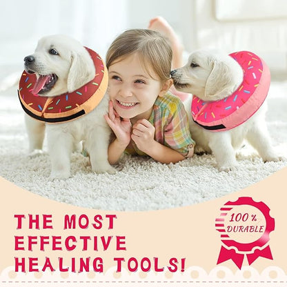 Inflatable Soft Dog Cone Collar for Small Medium Large Dogs & Cats Alternative After Surgery, Blow Up Pet Donut Neck Prevent from Biting Scratching, Comfy Adjustable Recovery Pillow