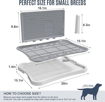 Pee Pad Holder, Indoor Dog Potty for Dogs, Puppy Pad Holder, Puppy Potty Training Tray with Splash Wall & Center Post, 20.1"×15.4"