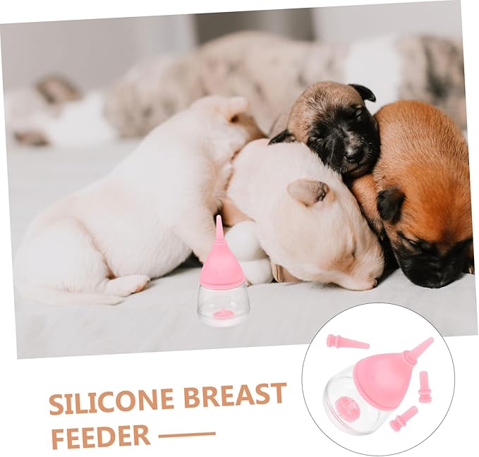 Mipcase Kitten Puppy Nursing Bottle Pet Feeder Silicone Milk Feeder Design Auto-Stop Cap